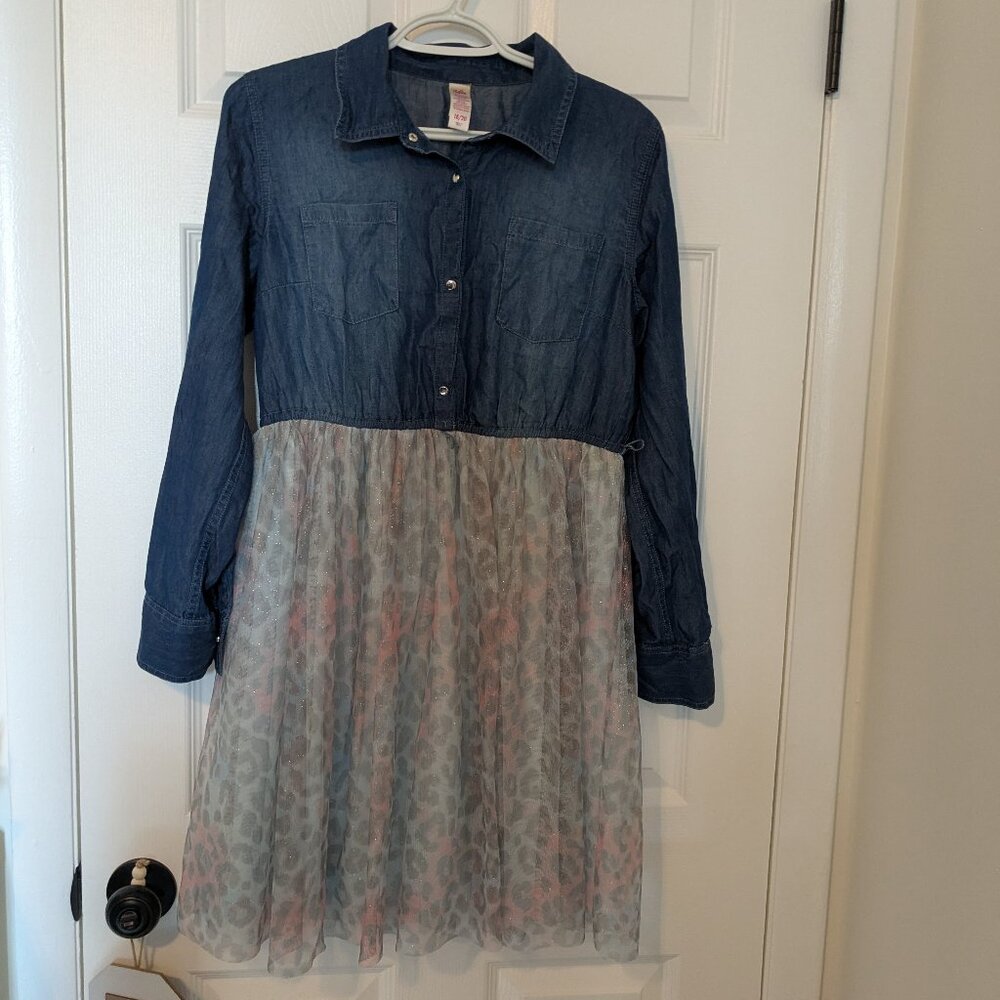 Justice Chambray Denim & Tulle dress size 18-20